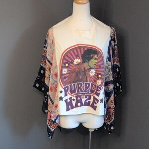 Jimi Hendrix Upcycle Purple Haze Graphic Kimono Top S